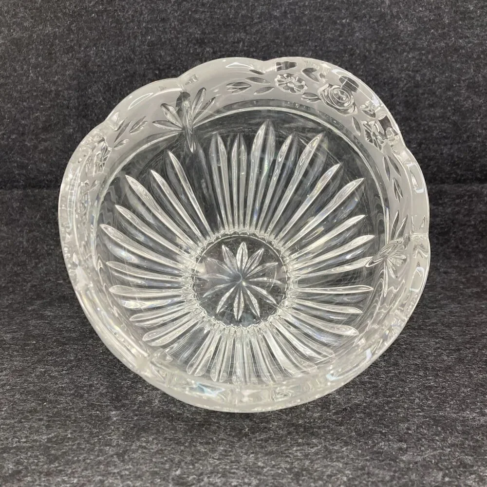 Oneida Southern Garden Lead Crystal Candy Dish with Frosted Rose Design‎ Trinket